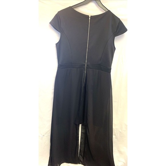 Sami & Jo Black Beaded Evening Dress Mid Length With OverSkirt, Women's SIze L - Picture 5 of 13